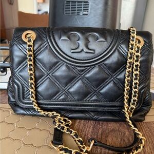 Tory Burch Black Quilted Leather Shoulder Bag